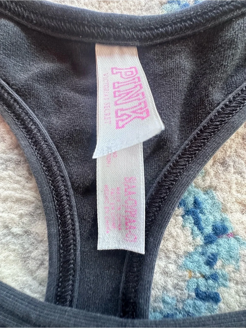 Victoria's Secret Black Racerback Sports Bra with Pink Logo Tag - Picture 2 of 3